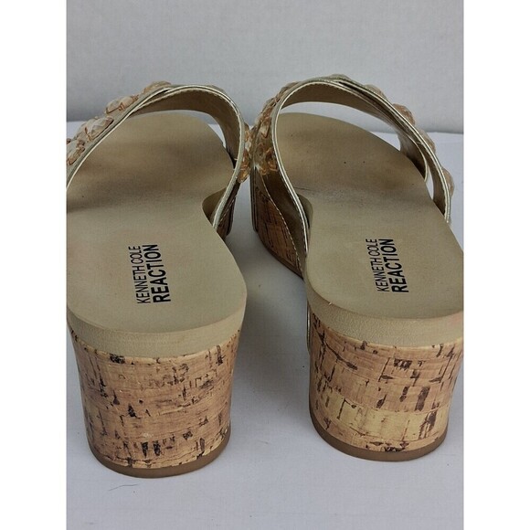 Womens Kenneth Cole Reaction Sandles with Gold Jewels & Cork Wedge 7M 2in Heels. - Picture 7 of 8